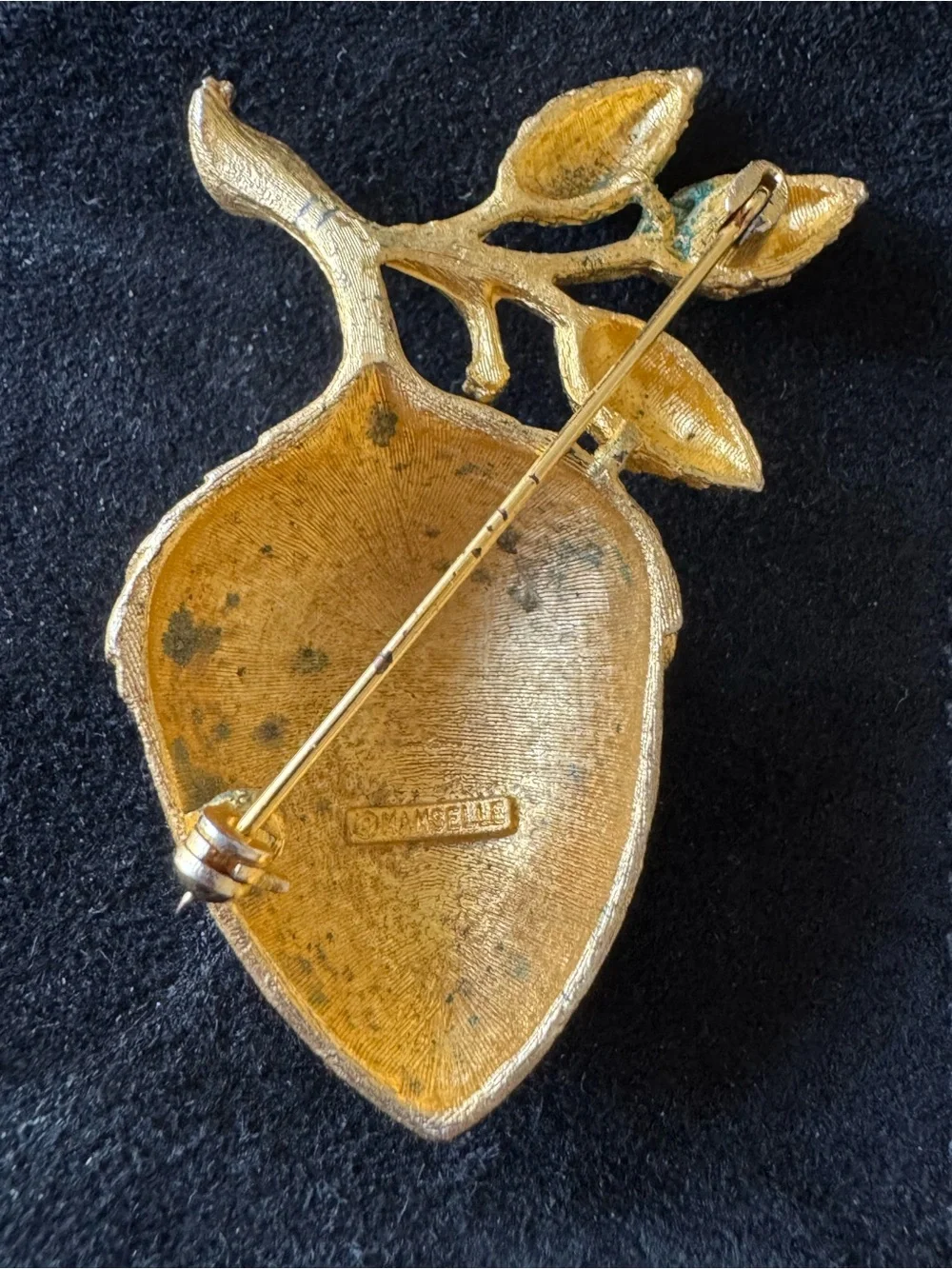 Vintage Mamselle Acorn Brooch Pin Gold Tone Statement Large Faceted Golden